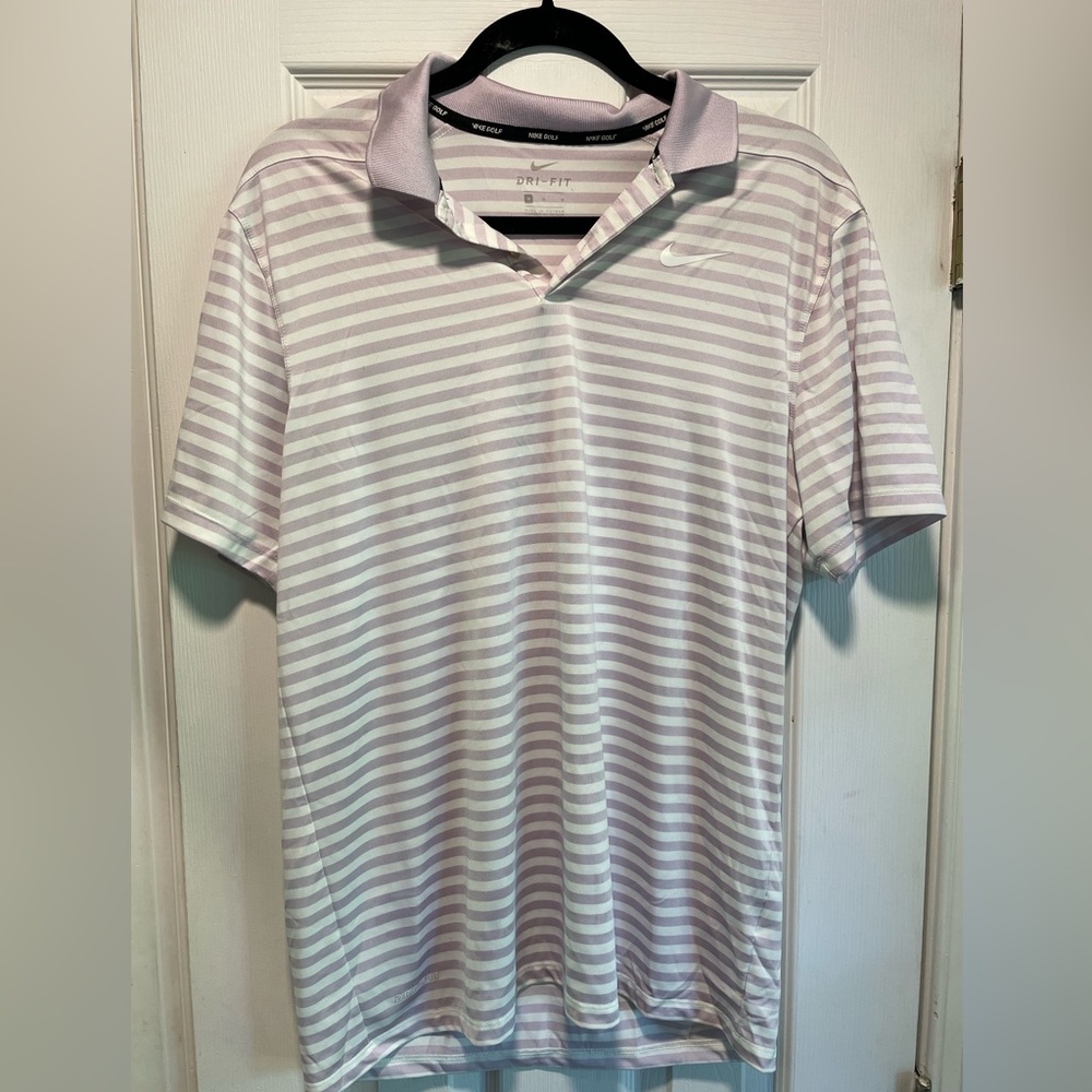 Lavender Stripe Nike Dri Fit Golf Polo